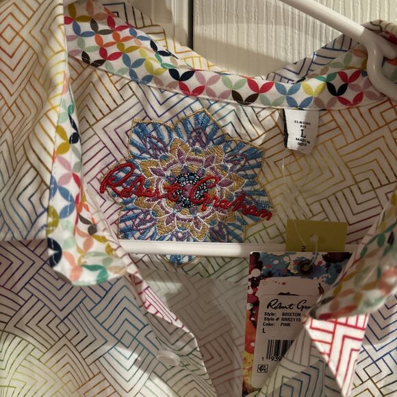 Robert Graham Men’s Large Brixton Button Up Long Sleeve Geometric Multicolor - Picture 3 of 10